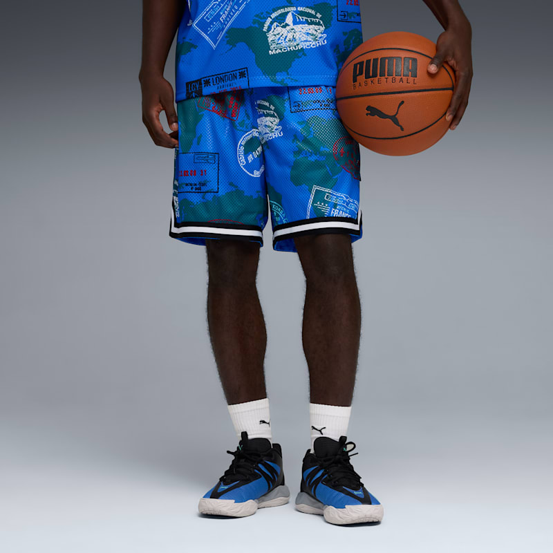 Around The World Men's Patterned 7" Basketball Shorts - Image 2