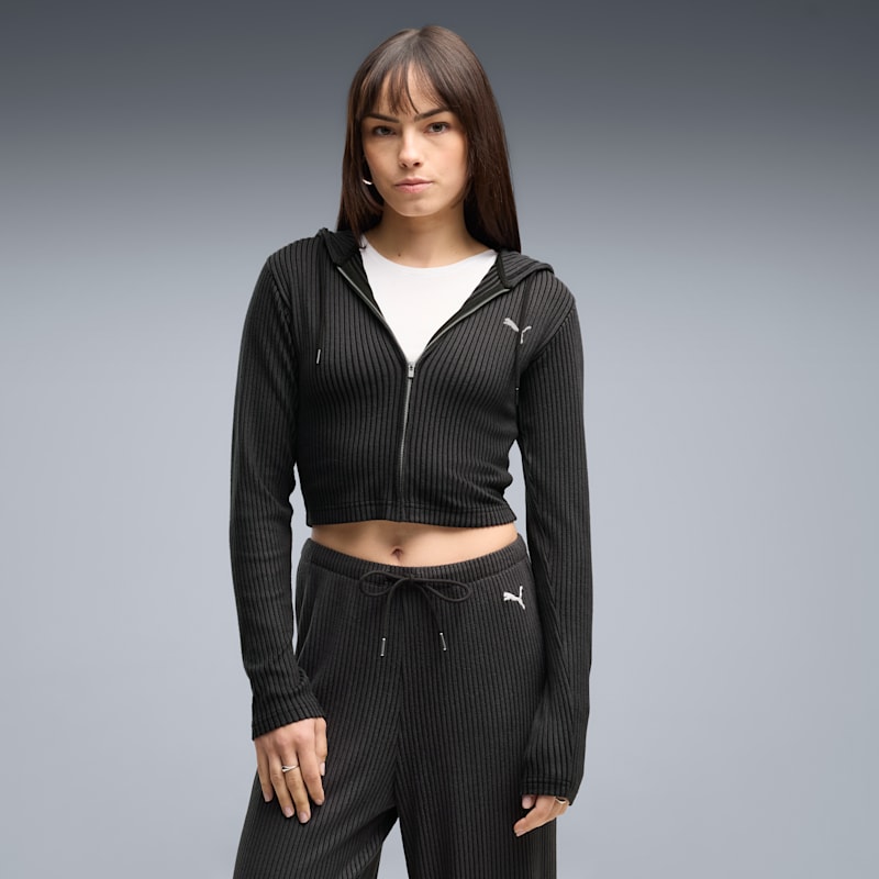 PUMA Essentials Women's Ribbed Zip-Up Hoodie
