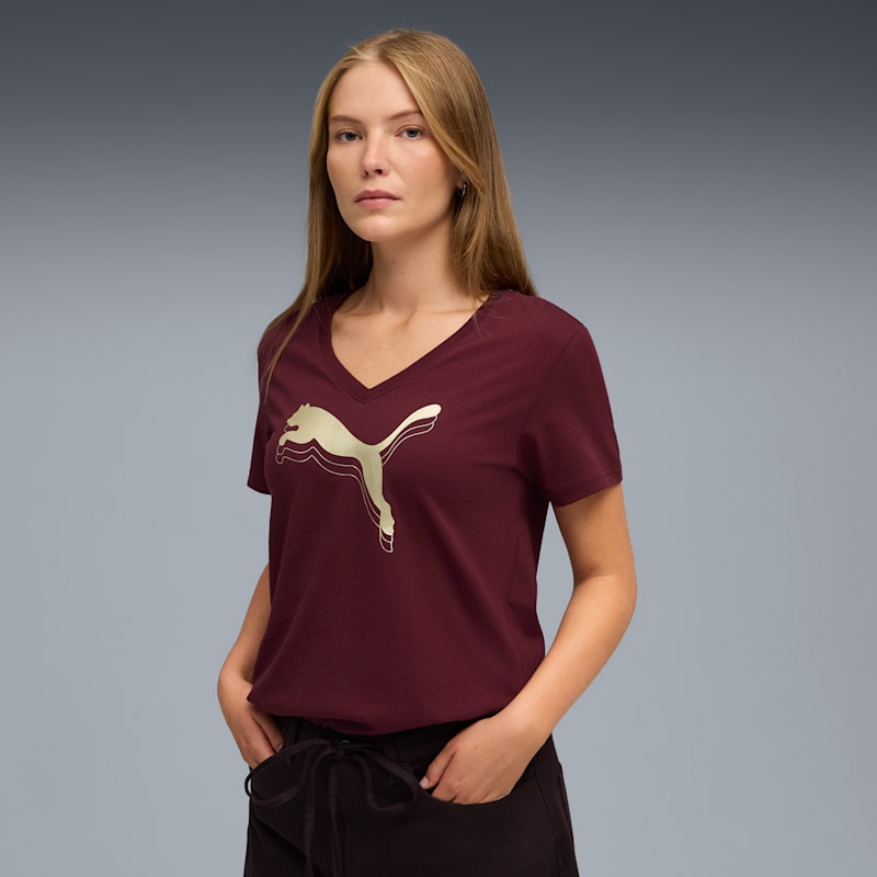 PUMA Essentials Metallic Women's V-Neck Tee - Image 4