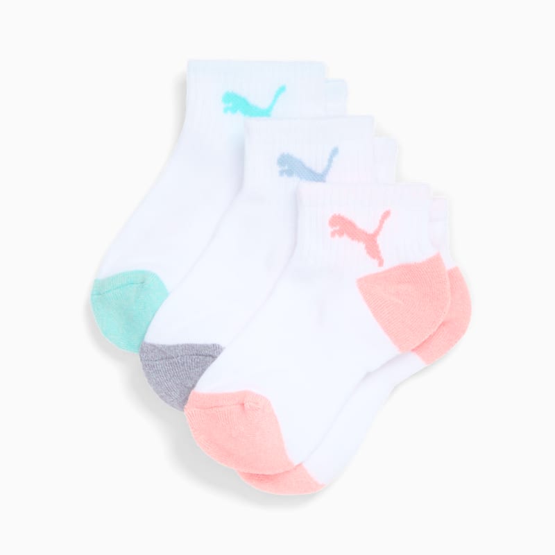 PUMA Big Kids' Half-Terry Quarter Crew Socks (3 Pairs)